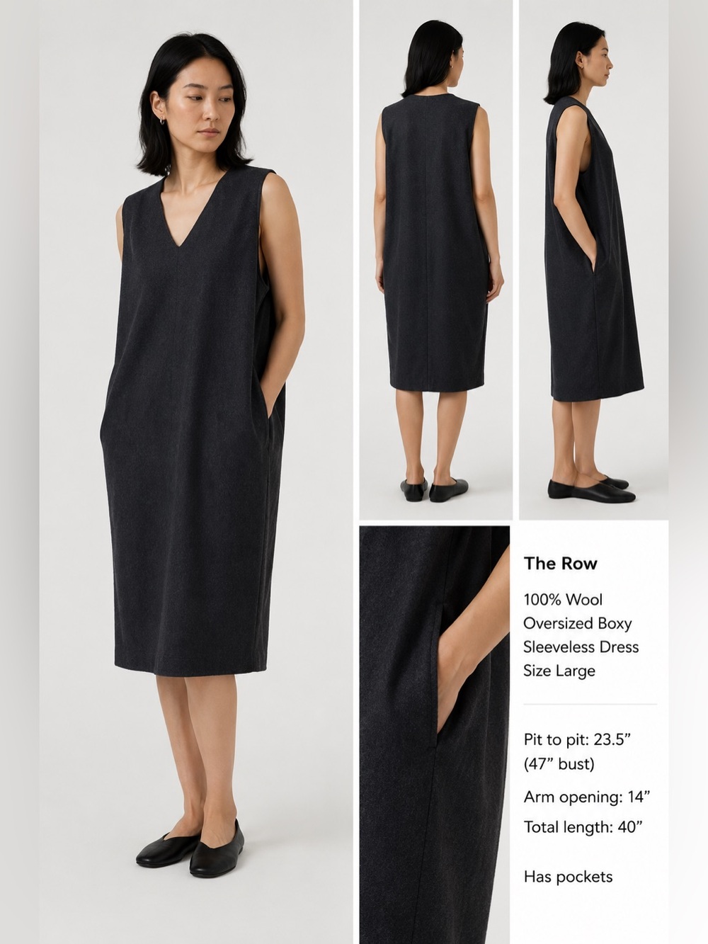 The Row 100% Wool Oversized Boxy Sleeveless Dress Size Large